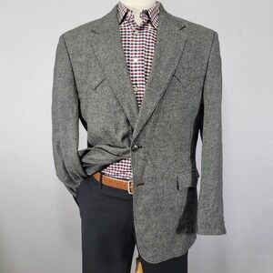 Circle S Men's‎ Western Tweed Sport Coat Blazer Viscose Wool Silk Gray 46L